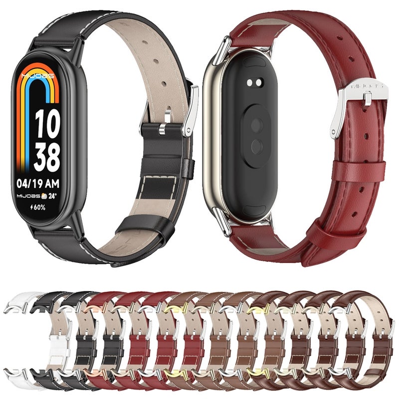 For Xiaomi Smart Band 10 / 9 / 8 Genuine Leather Watch Band(Brown Light Gold) - Image 5